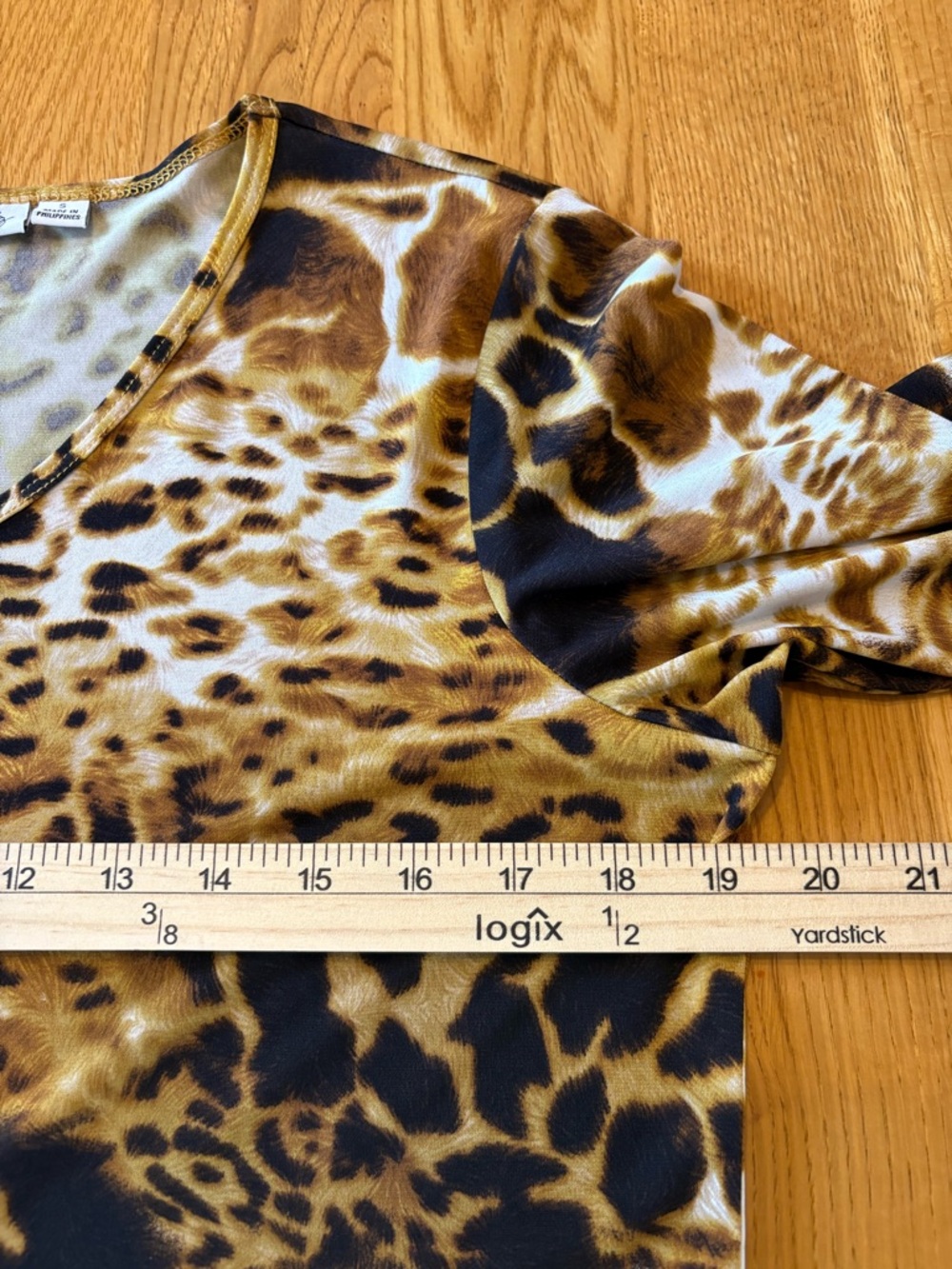 Susan Graver Animal Print Top Small Brown Black 3/4 Sleeve Stretch Knit QVC Chic - Picture 8 of 12